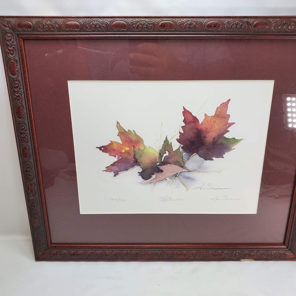 Lyn Snow September Framed Print Watercolor Leaves Signed Limited Edition 1276